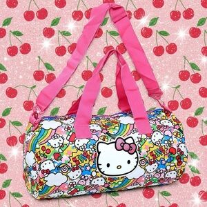 Hello Kitty Colorful Rainbow 20” Duffel Gym Bag with Pink Straps